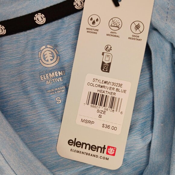 Element Active Mens Small Tank Top Blue Sleeveless Moisture Wicking Skate Brand - Picture 6 of 10